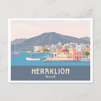 Heraklion Greece Pastel Travel – Venetian Harbor Postcard