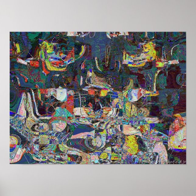 Heraklion Harbor in abstract Hundertwasser style Poster (Front)
