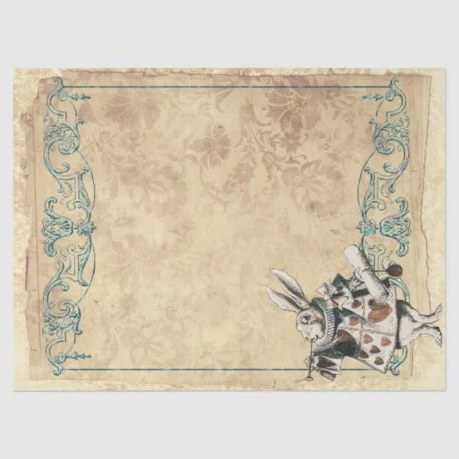 White Rabbit Tissue Herald White Rabbit Alice in Wonderland Decoupage Tissue Paper | Zazzle