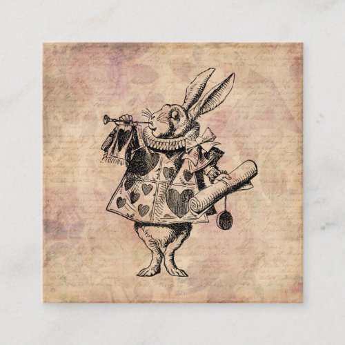 Herald White Rabbit Alice in Wonderland Floral Enclosure Card