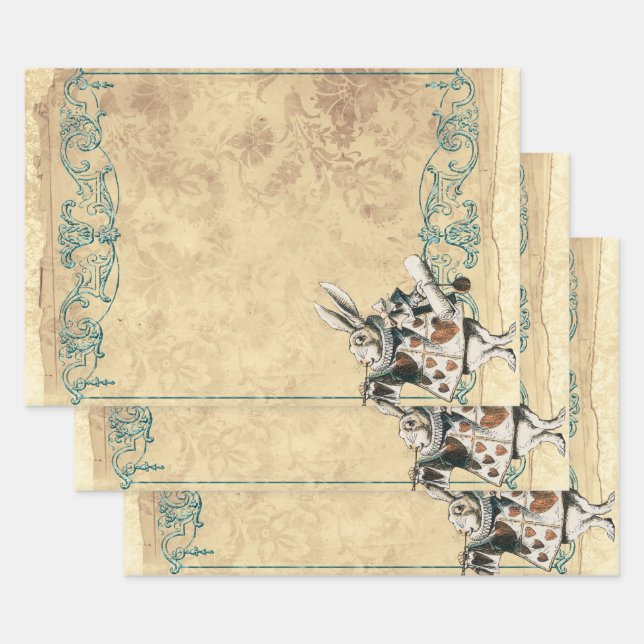 Herald White Rabbit Alice in Wonderland Wrapping Paper Sheets (Set)