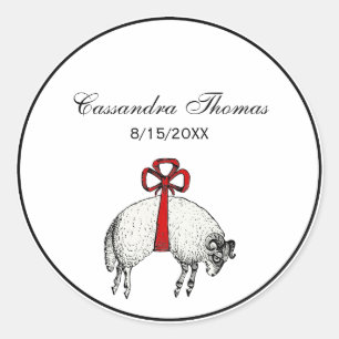 Heraldic Banded Fleece Ram Sheep Crest Emblem Classic Round Sticker