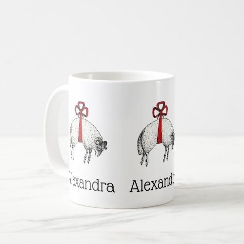 Heraldic Banded Fleece Ram Sheep Crest Emblem Coffee Mug