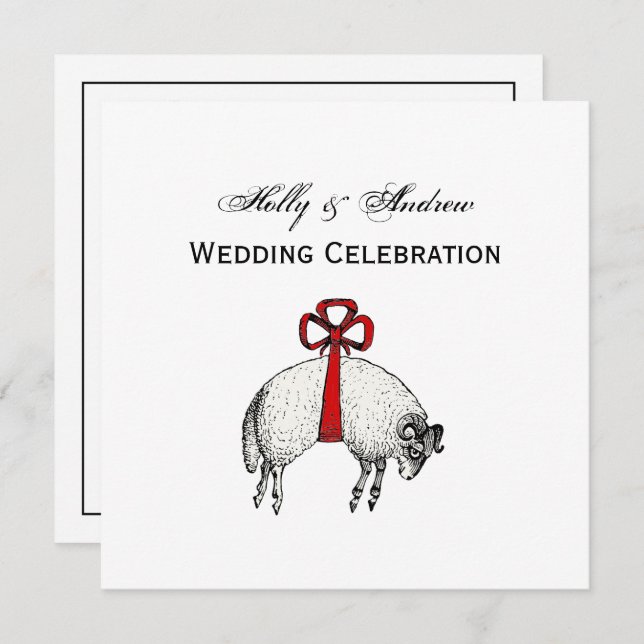 Heraldic Banded Fleece Ram Sheep Crest Emblem Invitation (Front/Back)