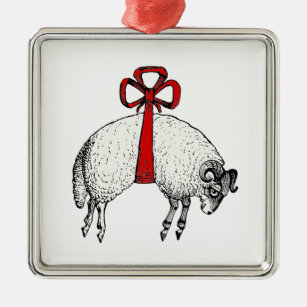 Heraldic Banded Fleece Ram Sheep Crest Emblem Metal Ornament