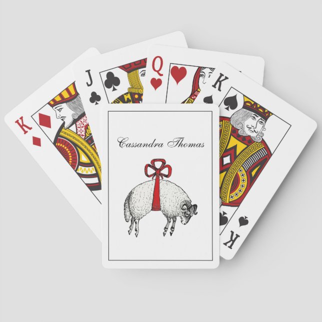 Heraldic Banded Fleece Ram Sheep Crest Emblem Poker Cards (Back)