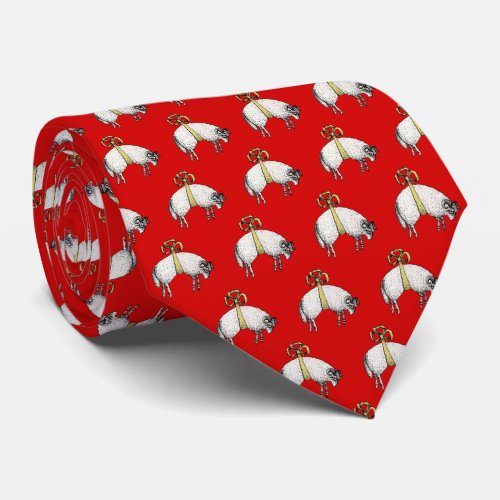 Heraldic Banded Fleece Ram Sheep Crest Emblem Tie