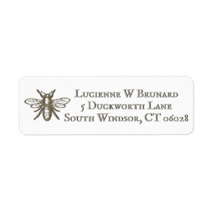 Heraldic Bee Embossed White Return Address Label