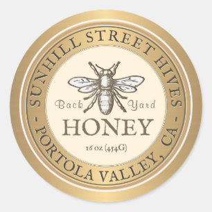 Heraldic Bee Metallic Gold & Ivory Honey Sticker
