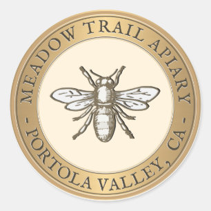 Heraldic Bee Metallic Gold & Ivory Sticker