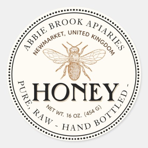 Heraldic Bee Raw Hand Bottled Honey Sticker