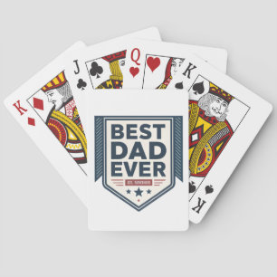 Heraldic Best Dad Ever Shield Emblem Design Poker Cards