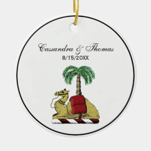 Heraldic Camel Palm Tree Color Coat of Arms Ceramic Ornament