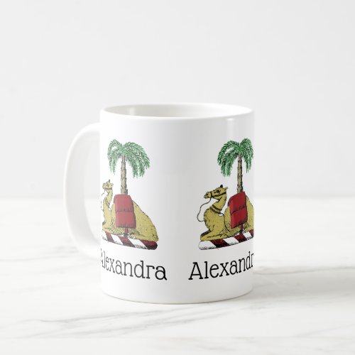 Heraldic Camel Palm Tree Color Coat of Arms Coffee Mug