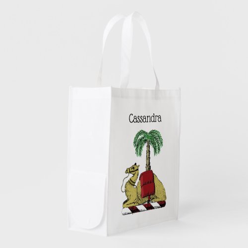 Heraldic Camel Palm Tree Color Coat of Arms Grocery Bag