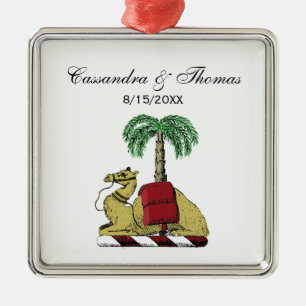 Heraldic Camel Palm Tree Color Coat of Arms Metal Ornament