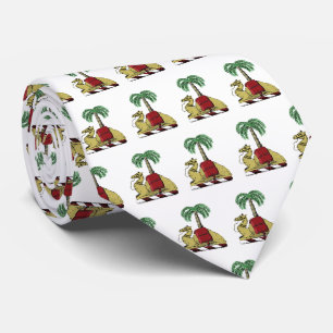 Heraldic Camel Palm Tree Color Coat of Arms Neck Tie