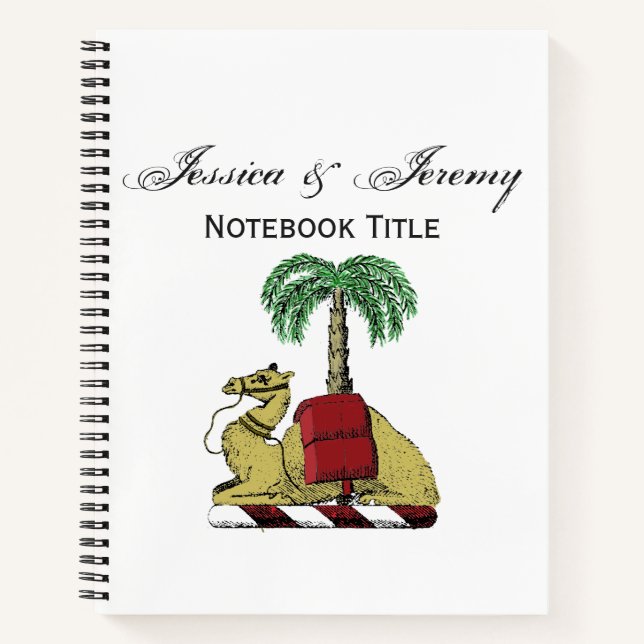 Heraldic Camel Palm Tree Color Coat of Arms Notebook (Front)