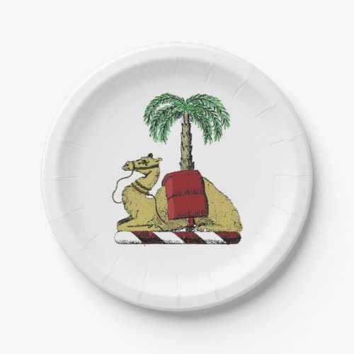 Heraldic Camel Palm Tree Color Coat of Arms Paper Plates