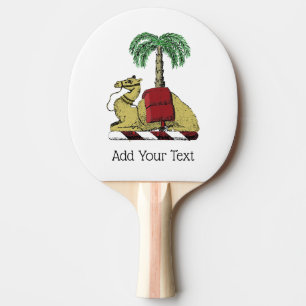 Heraldic Camel Palm Tree Color Coat of Arms Ping-Pong Paddle
