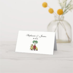 Heraldic Camel Palm Tree Color Coat of Arms Place Card