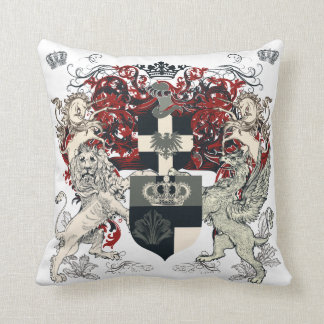 Heraldic coat of arms, crown lion and shileld throw pillow