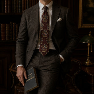 Heraldic Coat of Arms Luxury Silk Jacquard Pattern Neck Tie