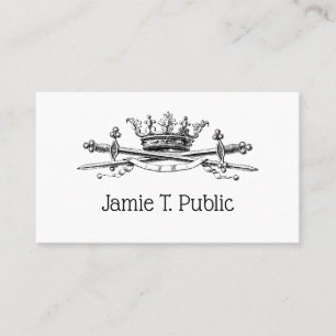 Heraldic Crown Crossed Swords Sabers Emblem Crest Business Card