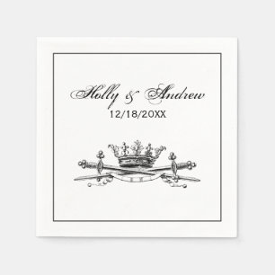 Heraldic Crown Crossed Swords Sabers Emblem Crest Paper Napkins