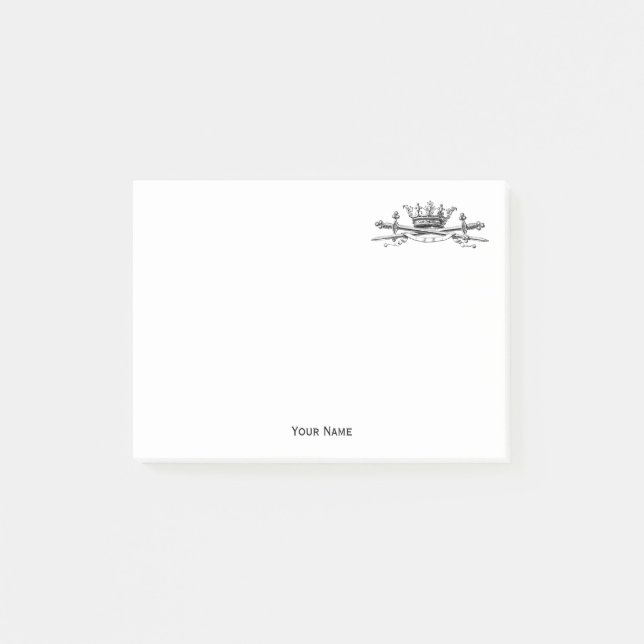 Heraldic Crown Crossed Swords Sabers Emblem Crest Post-it Notes (Front)