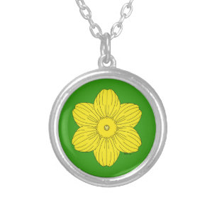 Heraldic Daffodil Silver Plated Necklace