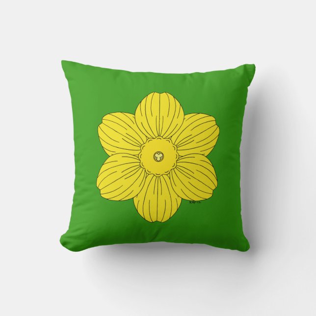 Heraldic Daffodil Throw Pillow (Front)