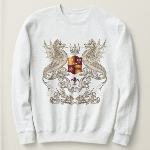 Heraldic Design with Dragons Fleur Lis Sweatshirt