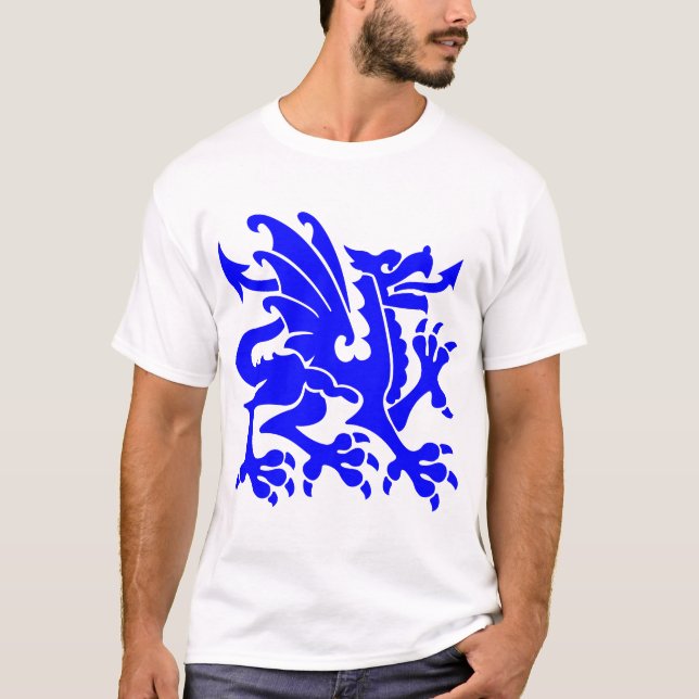 Heraldic Dragon 01 - Blue T-Shirt (Front)