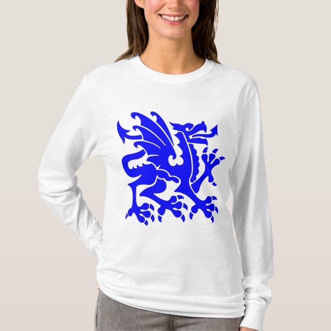 Heraldic Dragon 01 - Blue T-Shirt (Front)