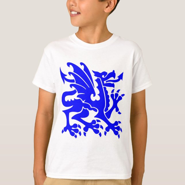 Heraldic Dragon 01 - Blue T-Shirt (Front)