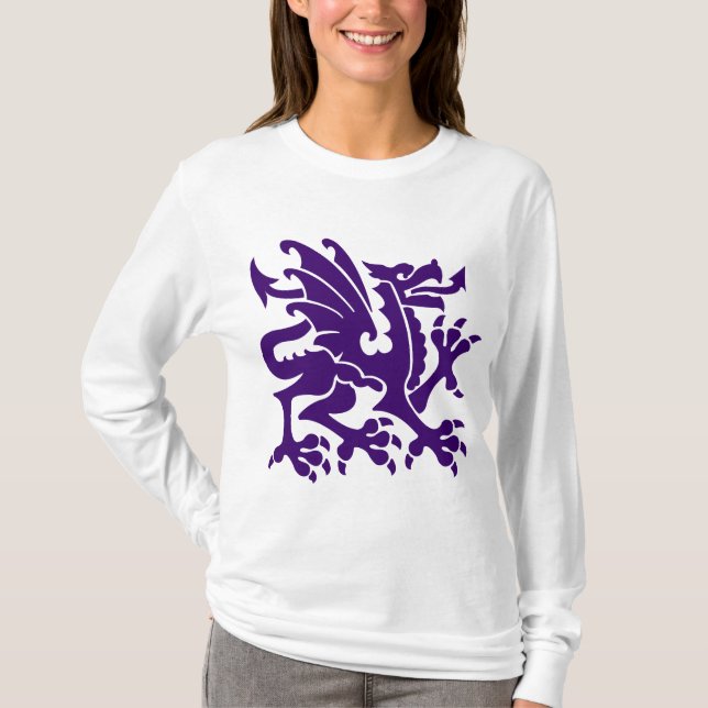 Heraldic Dragon 01 - Deep Purple T-Shirt (Front)