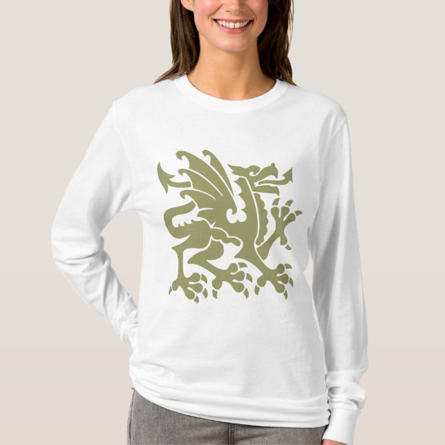 Heraldic Dragon 01 - Khaki T-Shirt (Front)