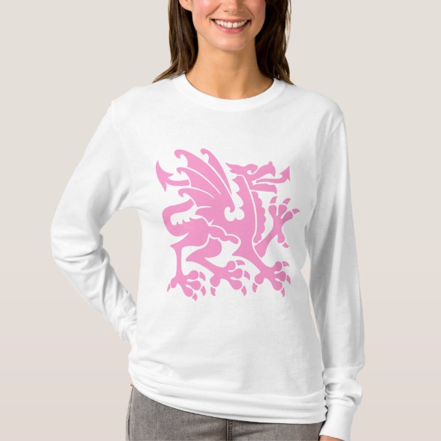 Heraldic Dragon 01 - Pink T-Shirt (Front)