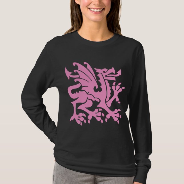 Heraldic Dragon 01 - Pink T-Shirt (Front)