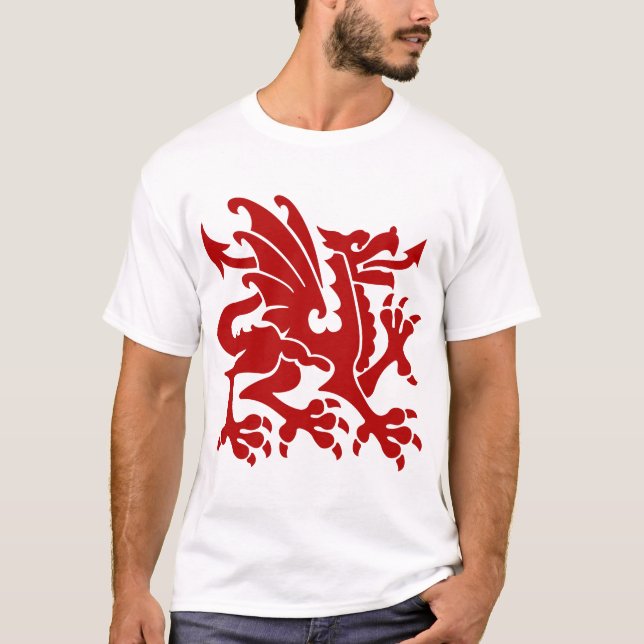 Heraldic Dragon 01 - Ruby Red T-Shirt (Front)