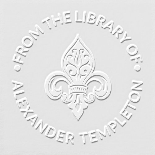 Heraldic Fleur de Lis 26 Library Book Name  Embosser