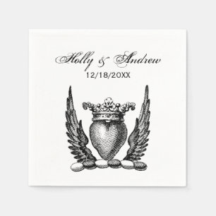 Heraldic Heart with Wings Coat of Arms Crest Napkins