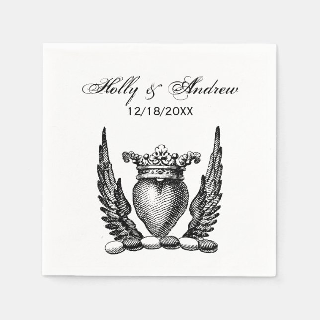 Heraldic Heart with Wings Coat of Arms Crest Napkins (Front)