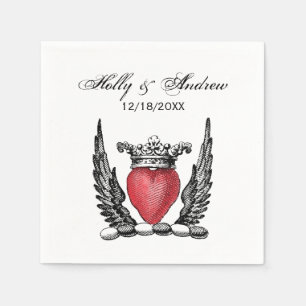 Heraldic Heart with Wings Coat of Arms Crest Paper Napkins
