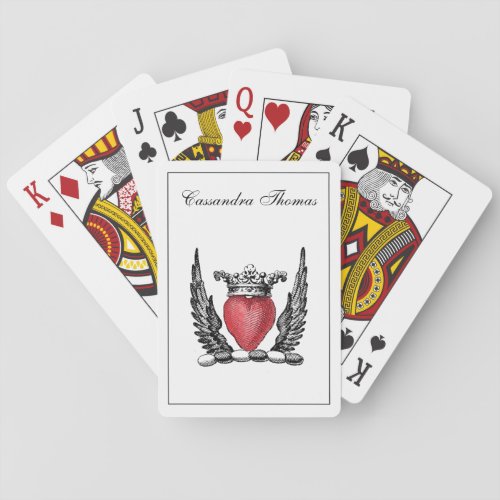 Heraldic Heart with Wings Coat of Arms Crest Playing Cards