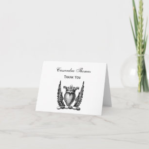 Heraldic Heart with Wings Coat of Arms Crest Thank You Card