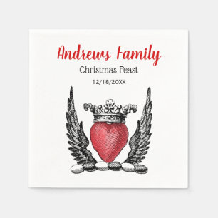 Heraldic Heart with Wings Crest Christmas Xmas Paper Napkins