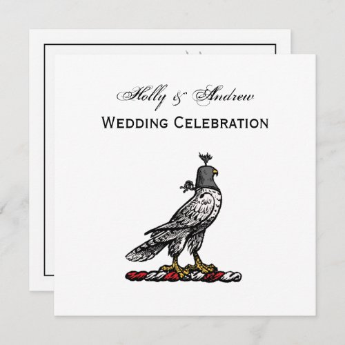 Heraldic Hunting Falcon Wearing Helmet Hood C Invitation