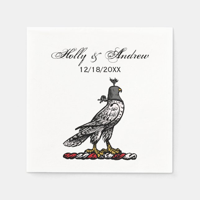 Heraldic Hunting Falcon Wearing Helmet Hood C Napkins (Front)